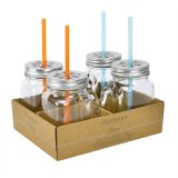 Drinking mug with lid and straw 49 cl 4-pack