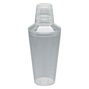 Kolmiosainen cocktail shaker muovia, läpinäkyvä