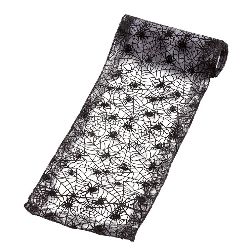 Halloween Musta pöytäliina hämähäkkikuviolla