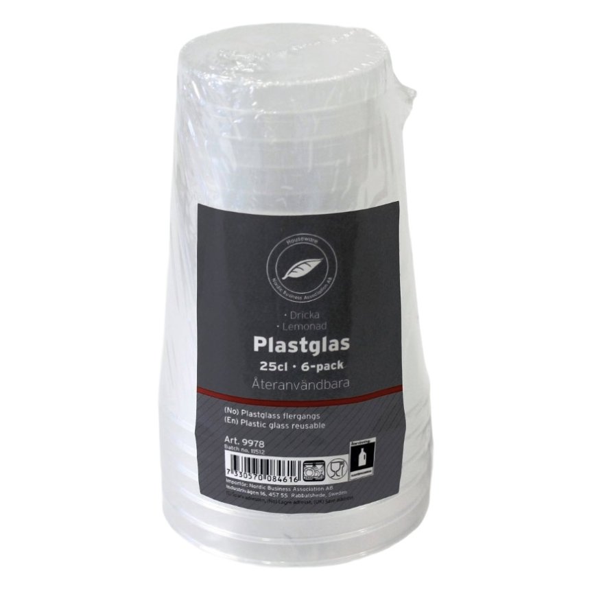 Muoviset juomalasit 25 cl 6-pack
