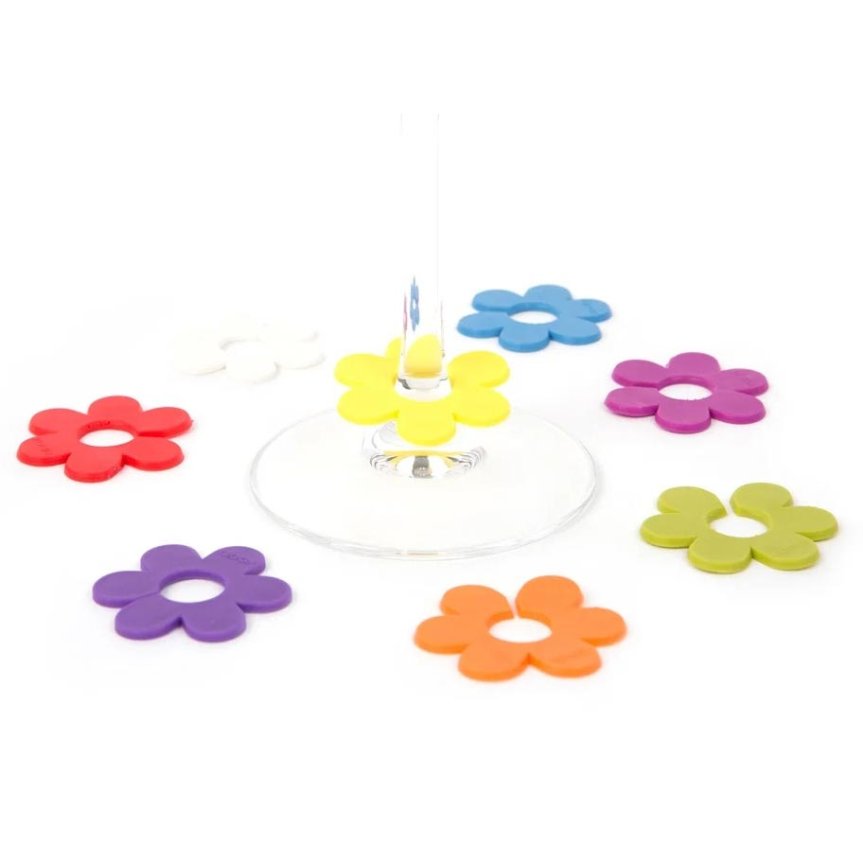 Viinilasimerkit Kukat silikonista 8 kpl