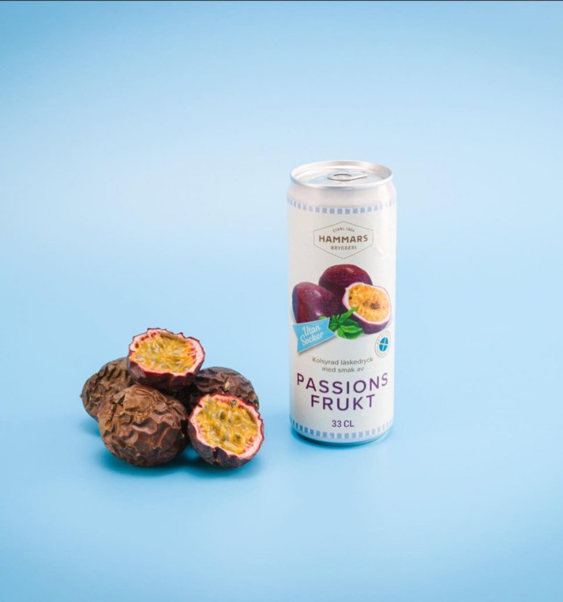 Hammars Passion-hedelmävirvoitusjuoma ilman sokeria 33 cl