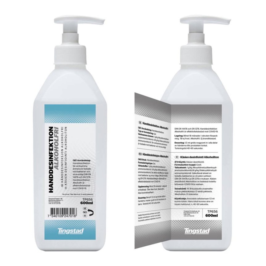 Käsien desinfiointi alkoholiton 600 ml pumpulla
