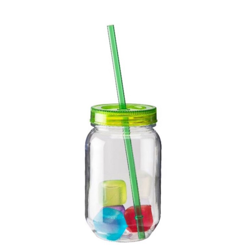 Mason mugg med lock och sugrör grön