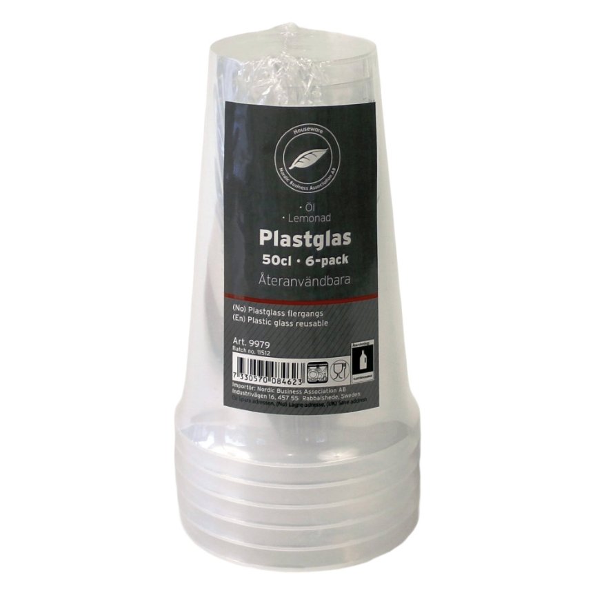 Muoviset olutlasit 50 cl 6-pakkaus