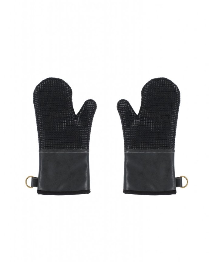 Rukkaset Ziczac musto keinonahka