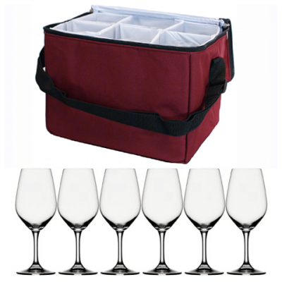Expert Viininmaistajaiset, 6 lasia ja viininpunainen laukku