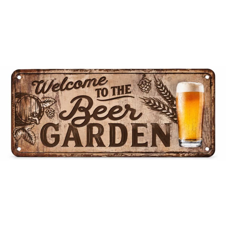 Zoomaa kuva kohteesta Baarikyltti Welcome to the beer garden 10x20 cm