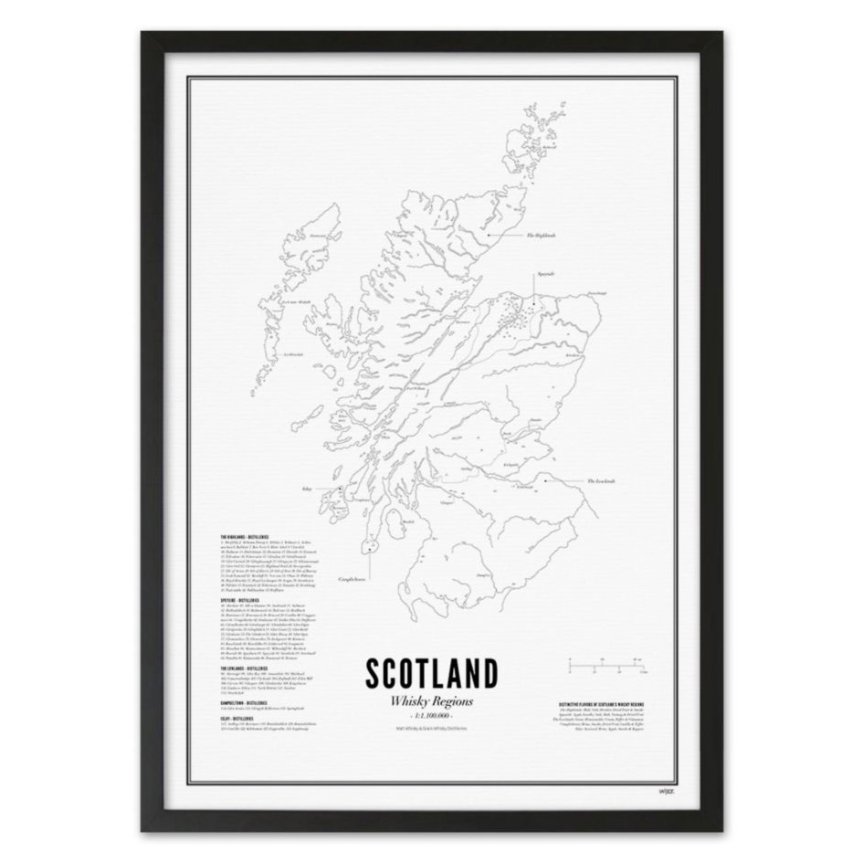 Juliste Scotlandin viskialueet 40x50 cm