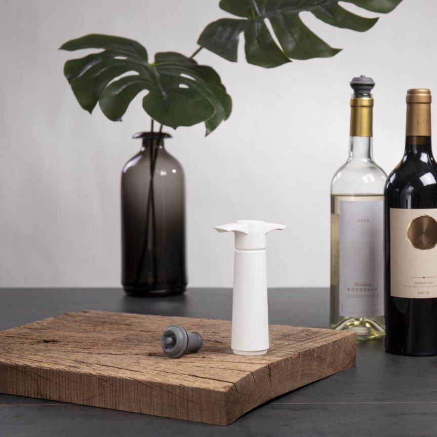 Zoomaa kuva kohteesta Vacu Vin Wine Saver Original -tyhjiöpumppu valkoinen, mukana 1 viinipullonkorkki